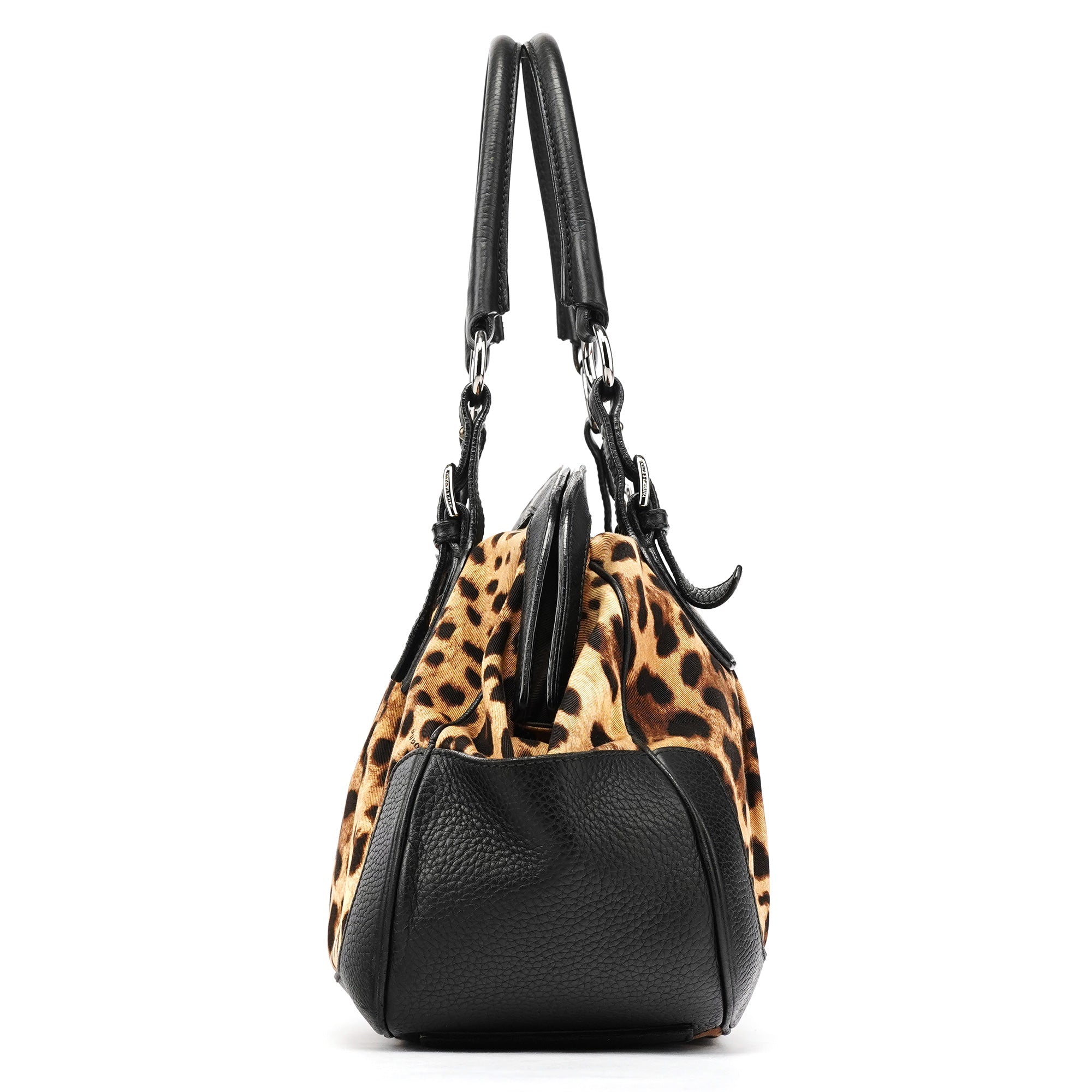 Leopard Print Canvas Leather Tote Bag