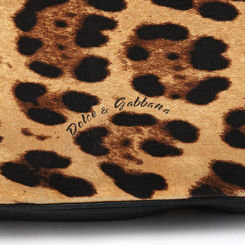 Leopard Print Canvas Leather Tote Bag