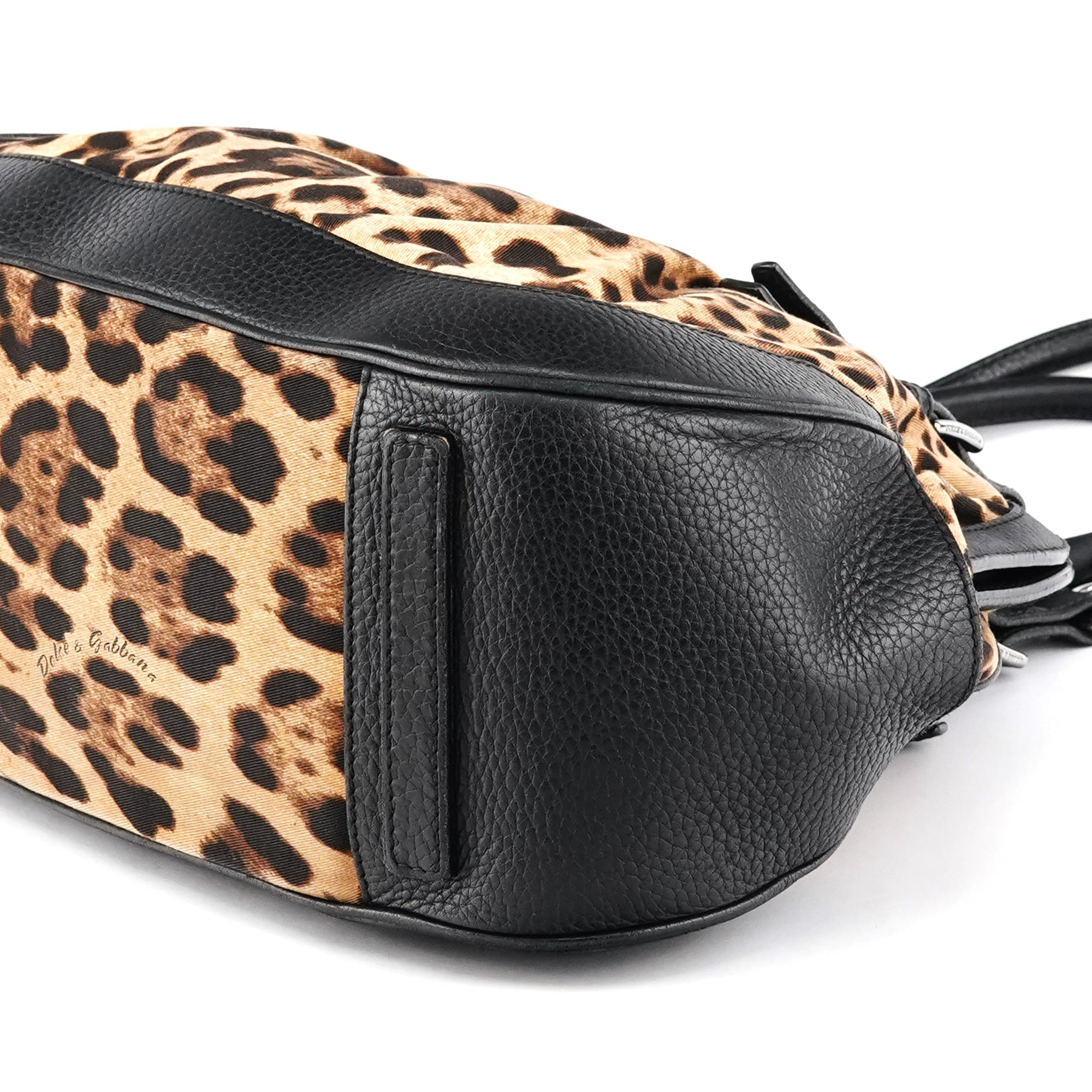 Leopard Print Canvas Leather Tote Bag