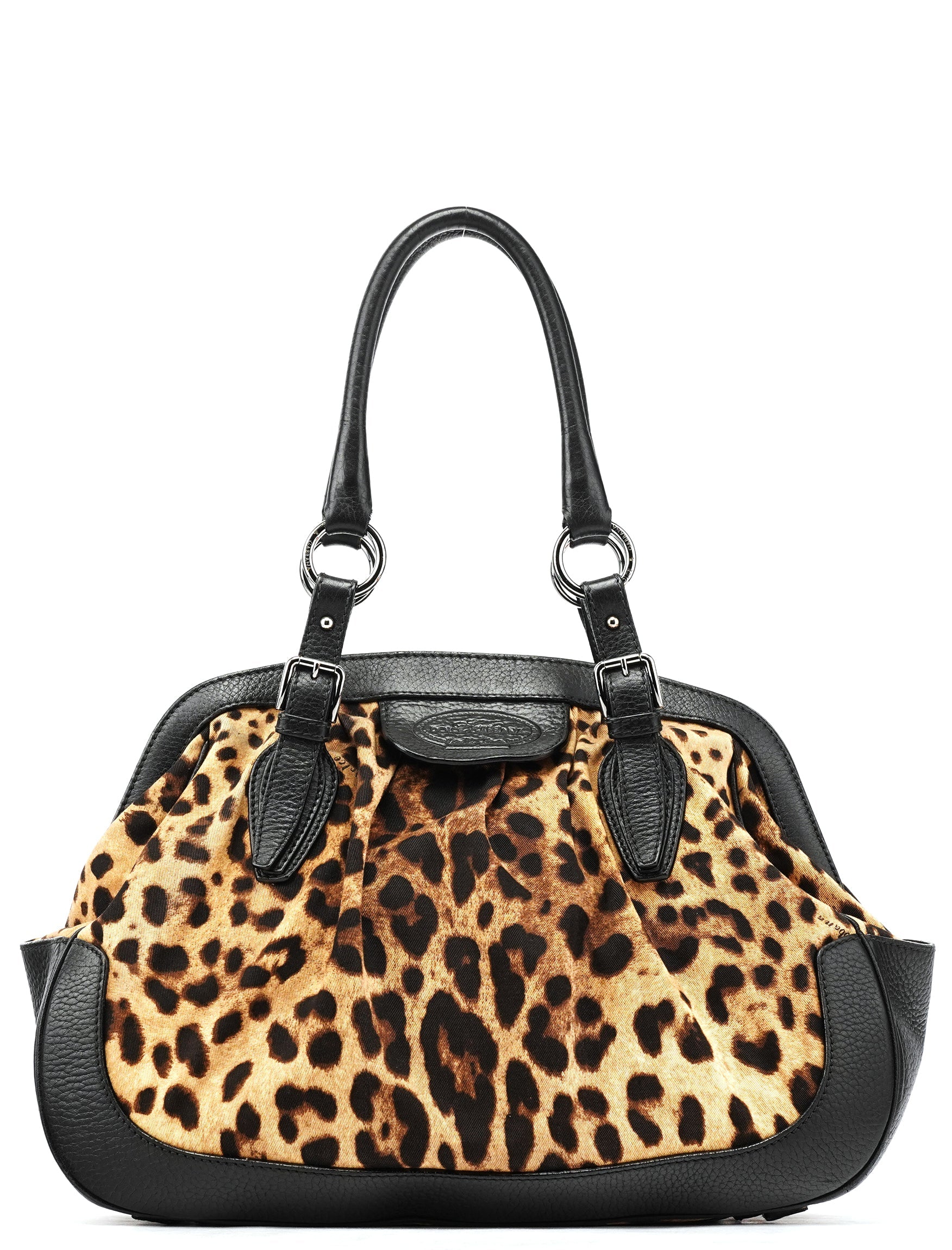 Leopard Print Canvas Leather Tote Bag