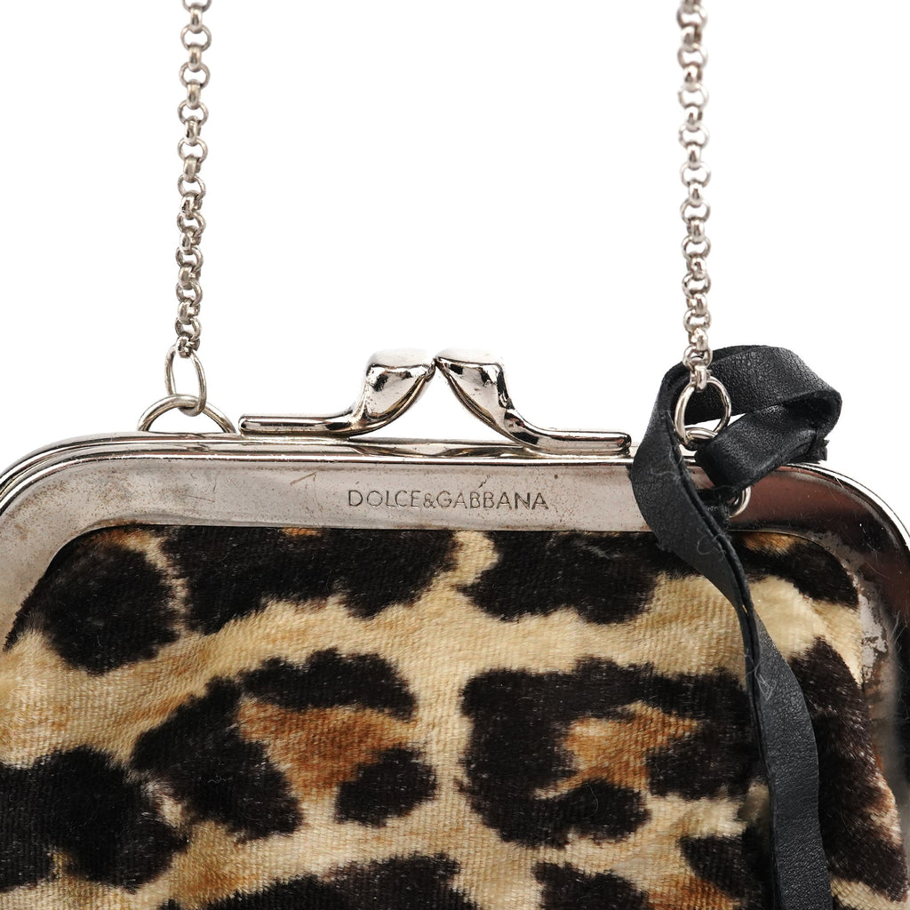 Leopard Velvet Mini Clutch Shoulder Bag