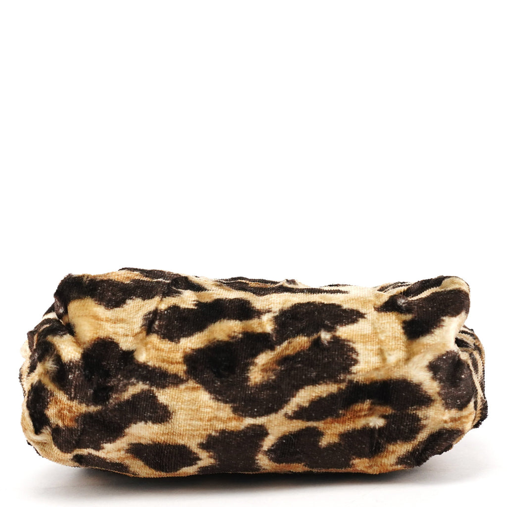 Leopard Velvet Mini Clutch Shoulder Bag