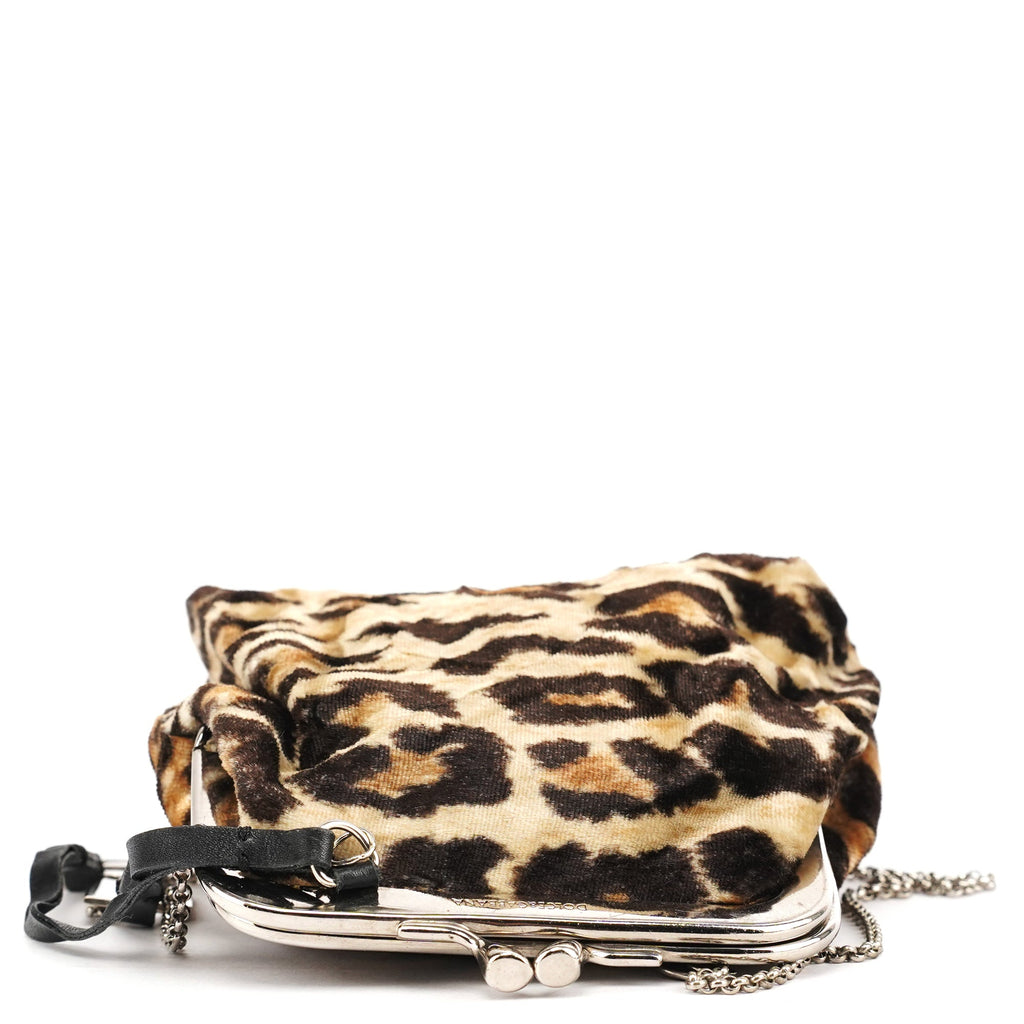 Leopard Velvet Mini Clutch Shoulder Bag