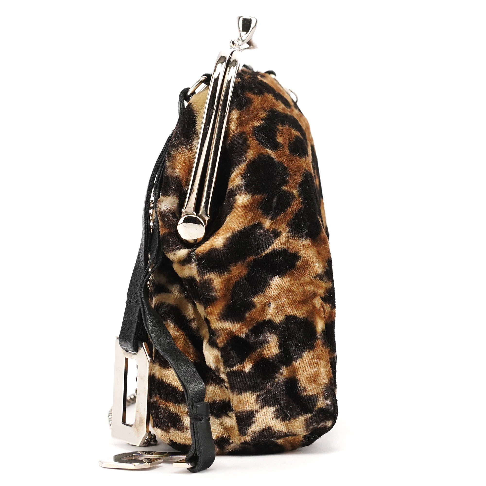 Leopard Velvet Mini Clutch Shoulder Bag