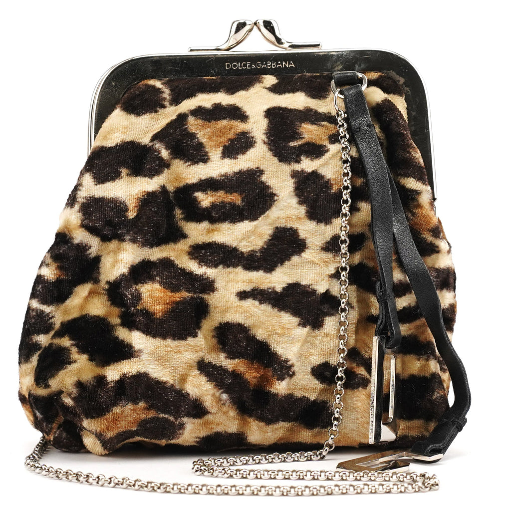 Leopard Velvet Mini Clutch Shoulder Bag