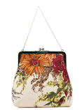 Linen Floral Clutch Handbag