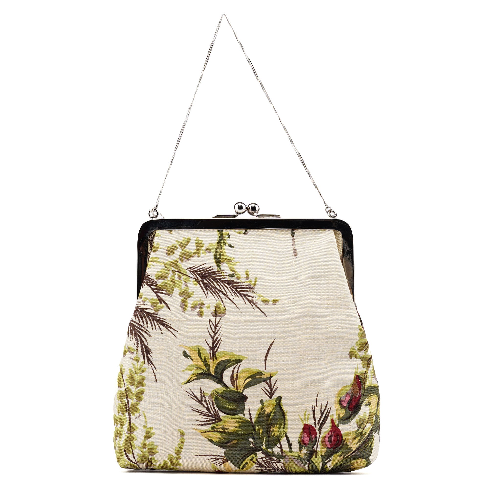 Linen Floral Clutch Handbag