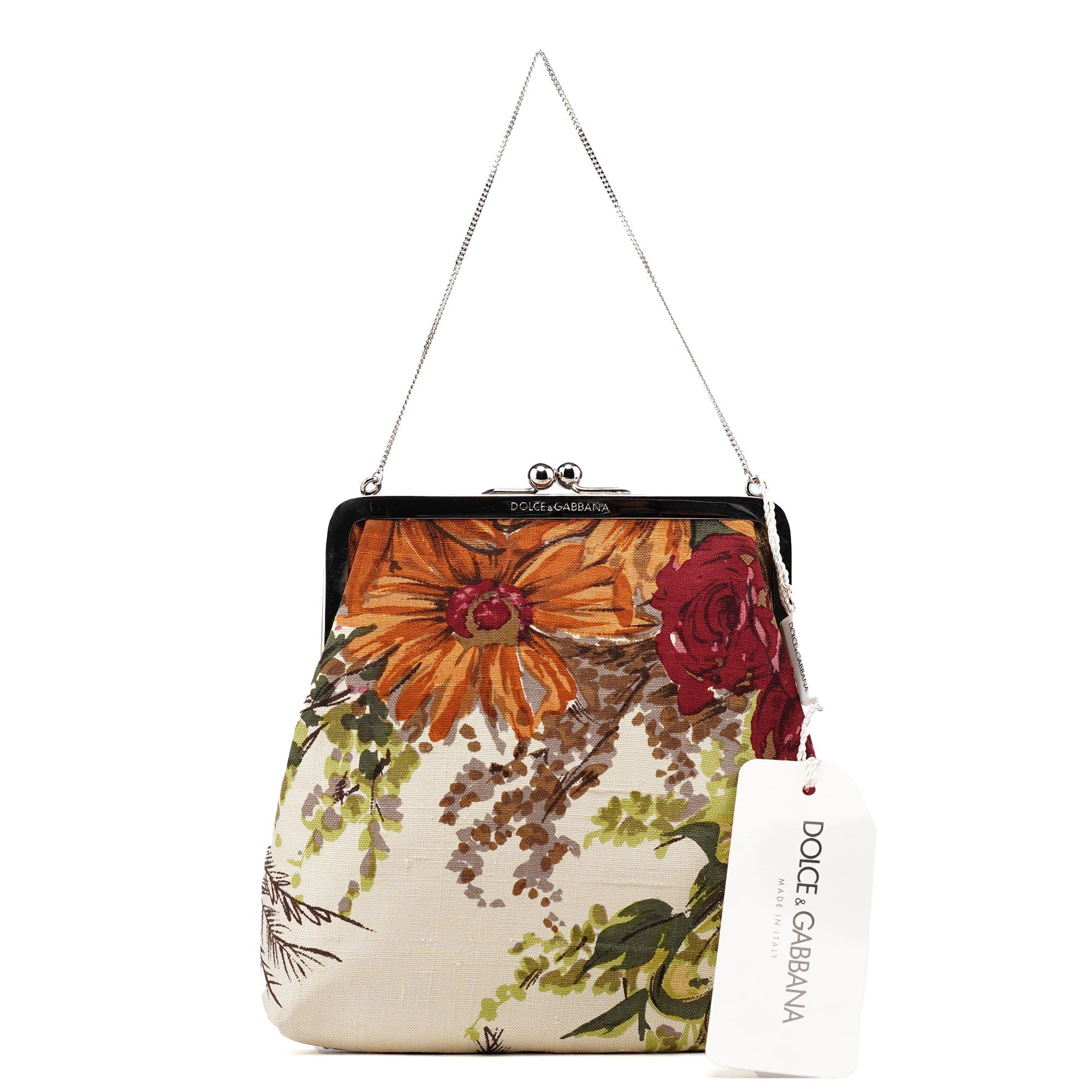 Linen Floral Clutch Handbag