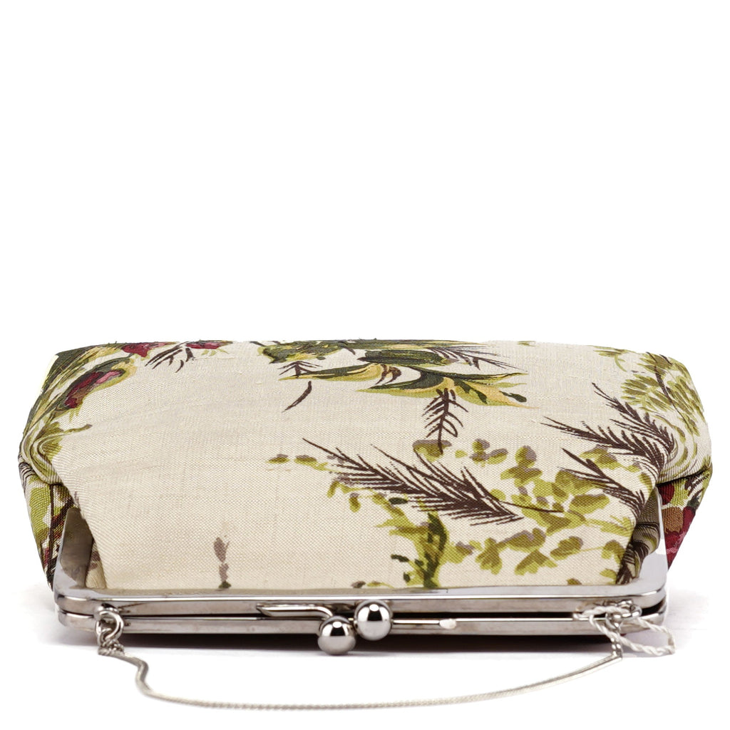 Linen Floral Clutch Handbag