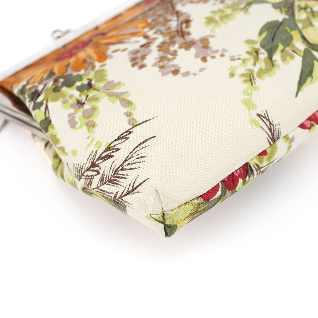 Linen Floral Clutch Handbag