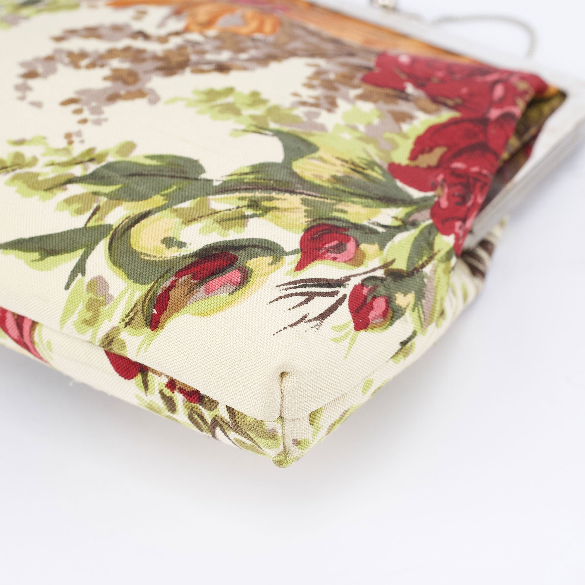Linen Floral Clutch Handbag