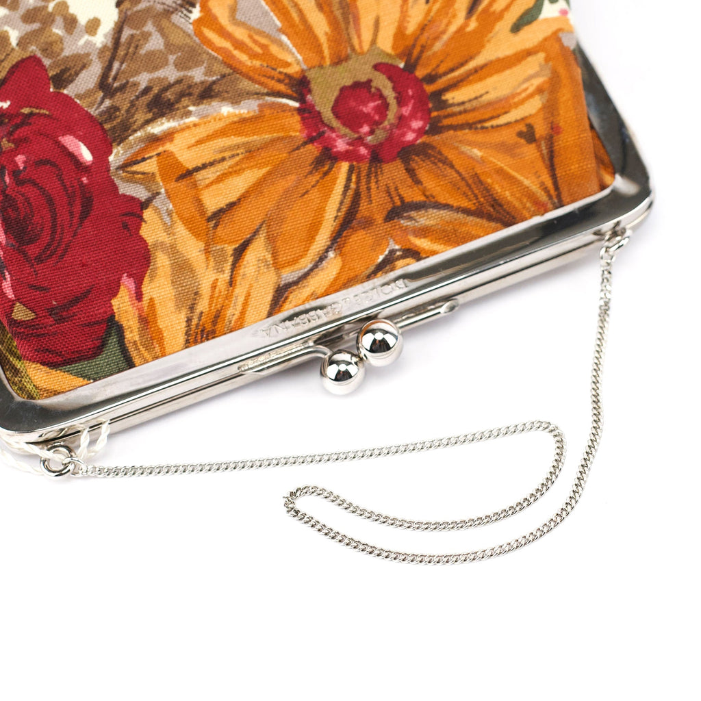 Linen Floral Clutch Handbag