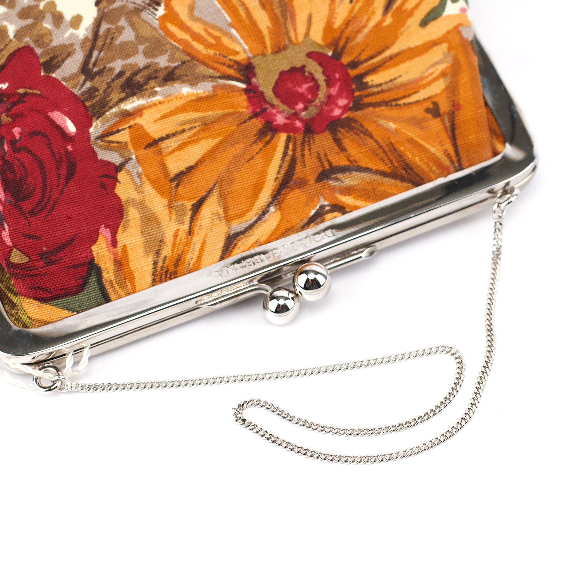 Linen Floral Clutch Handbag