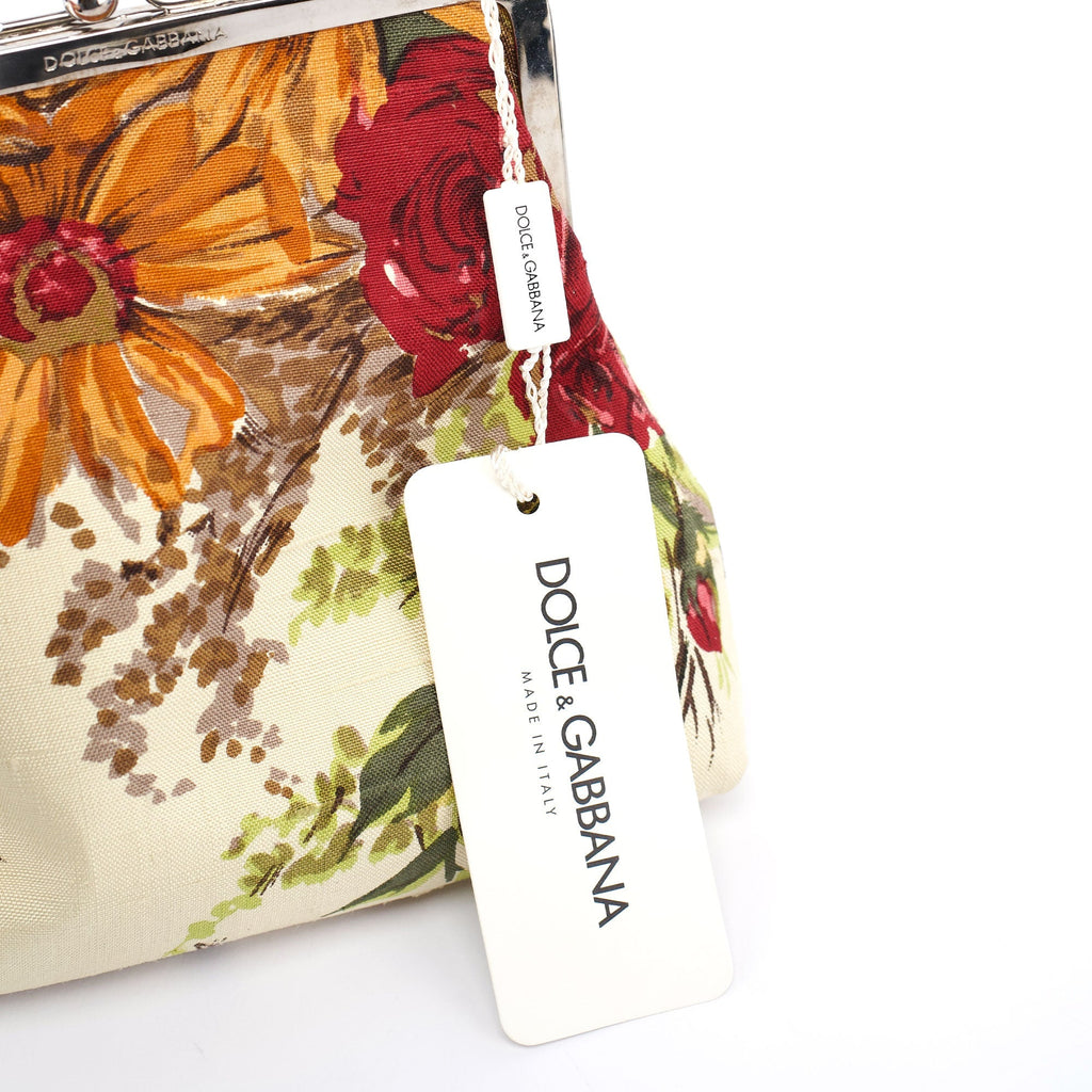Linen Floral Clutch Handbag