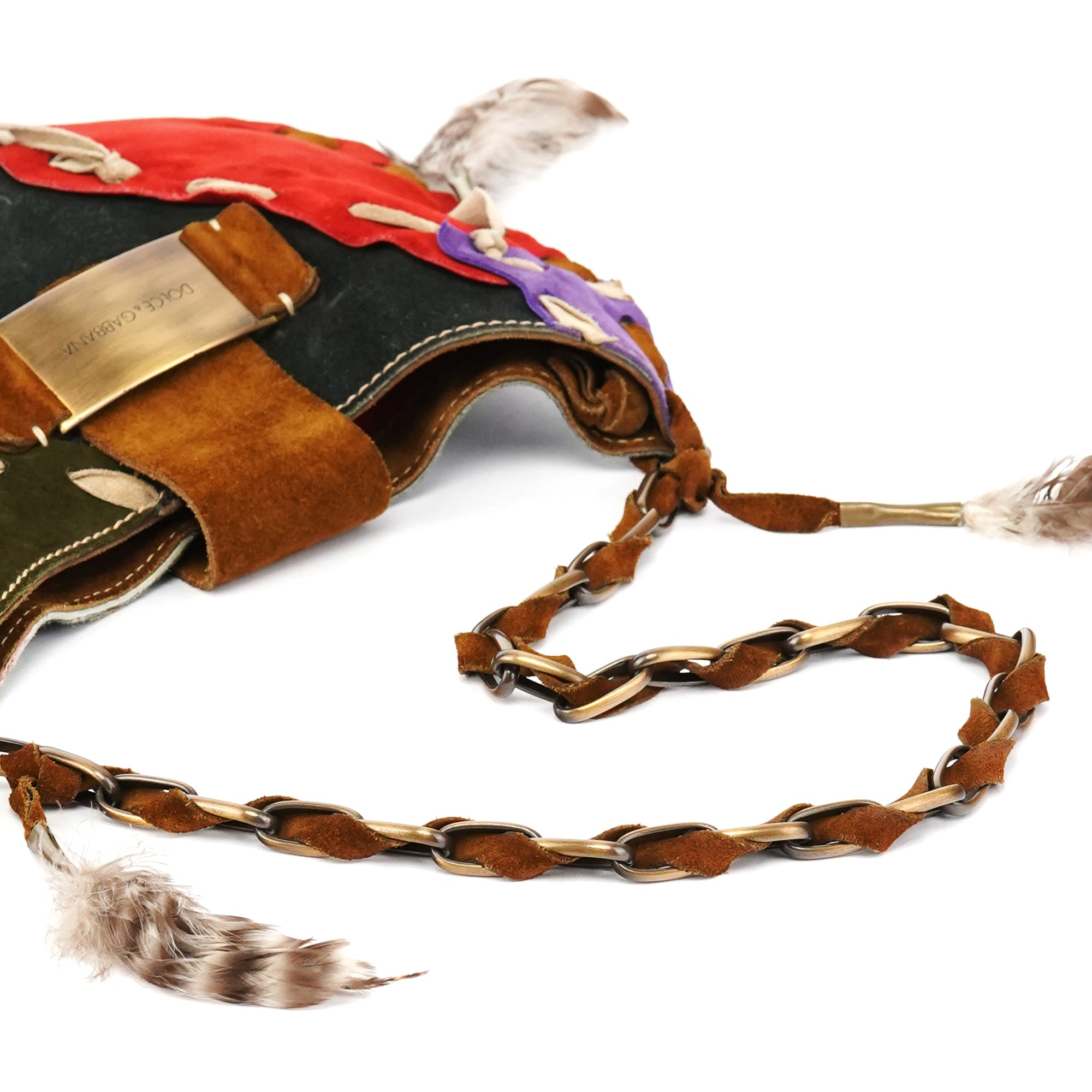 Multicolour Suede Feather Shoulder Bag