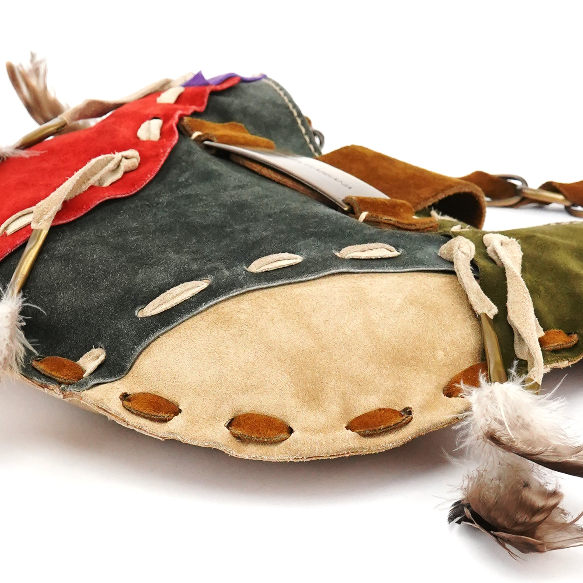 Multicolour Suede Feather Shoulder Bag