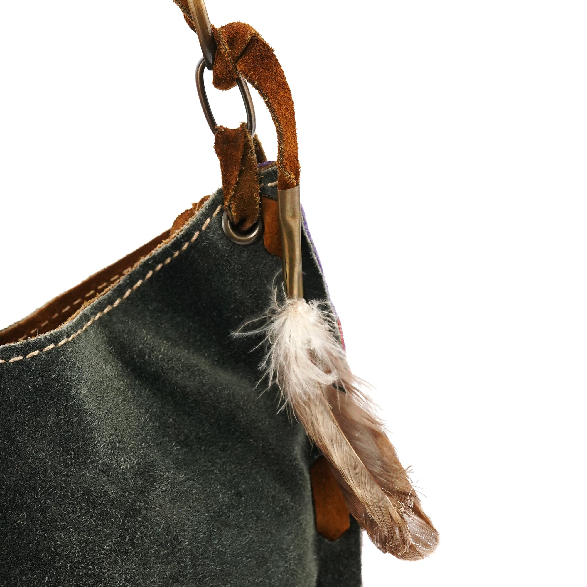 Multicolour Suede Feather Shoulder Bag