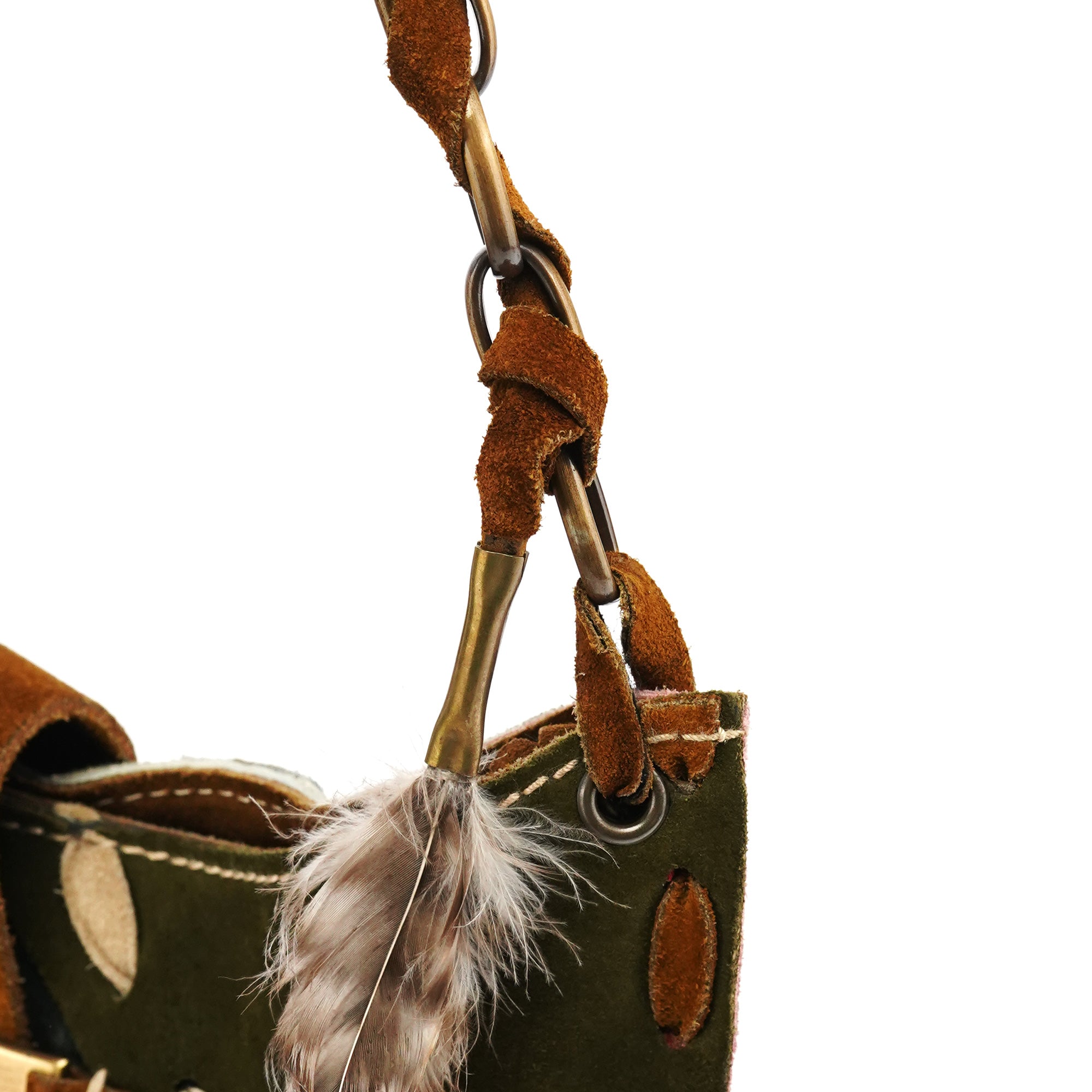 Multicolour Suede Feather Shoulder Bag