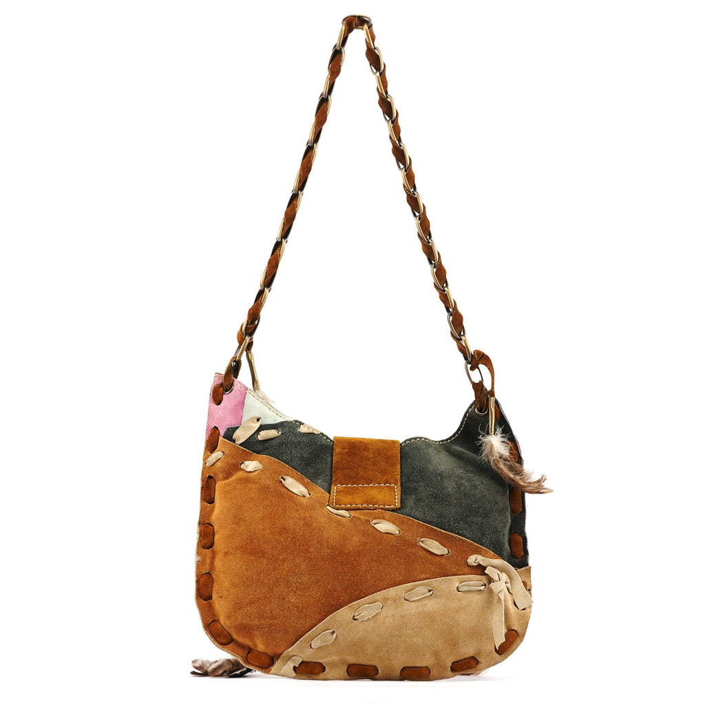 Multicolour Suede Feather Shoulder Bag