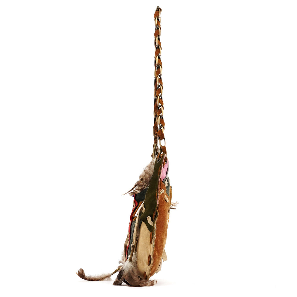 Multicolour Suede Feather Shoulder Bag