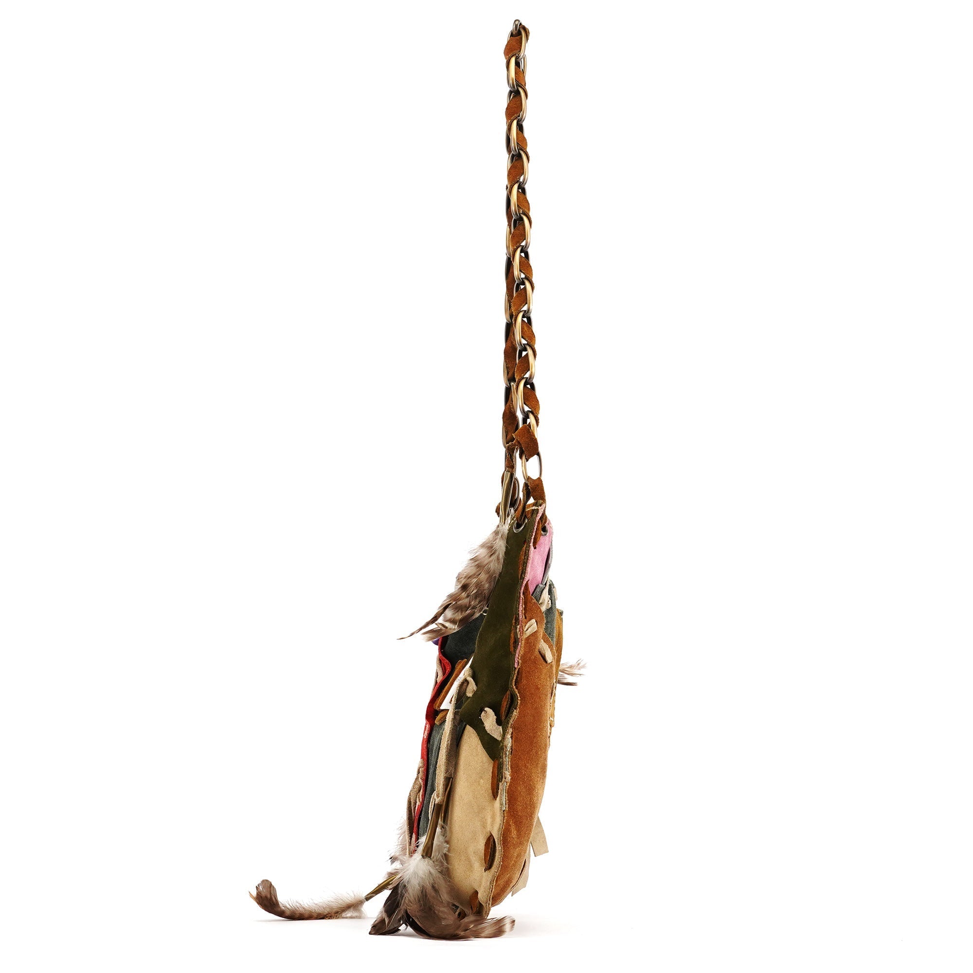 Multicolour Suede Feather Shoulder Bag
