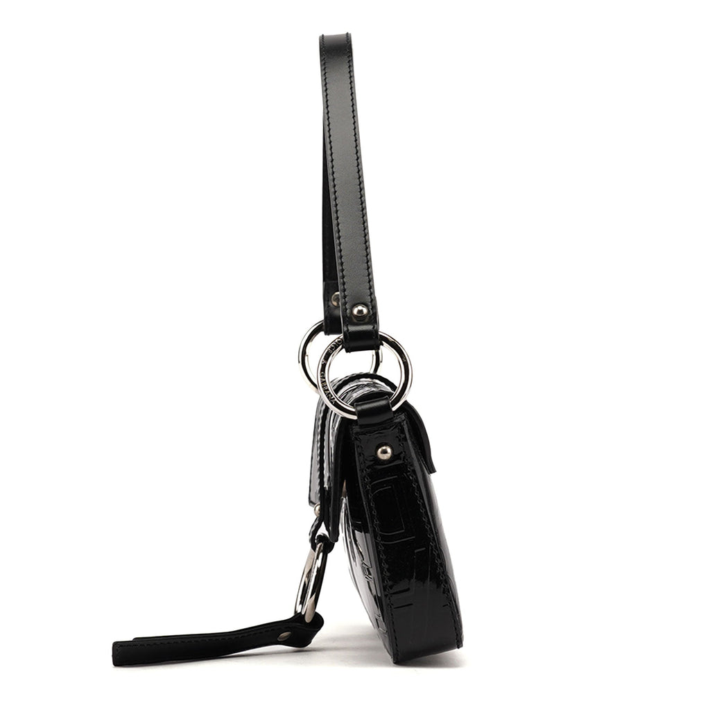 Patent Leather Embossed Mini Hobo Bag