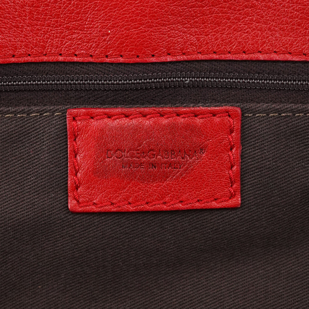 Red Leather Knot 2-Way Boston Bag