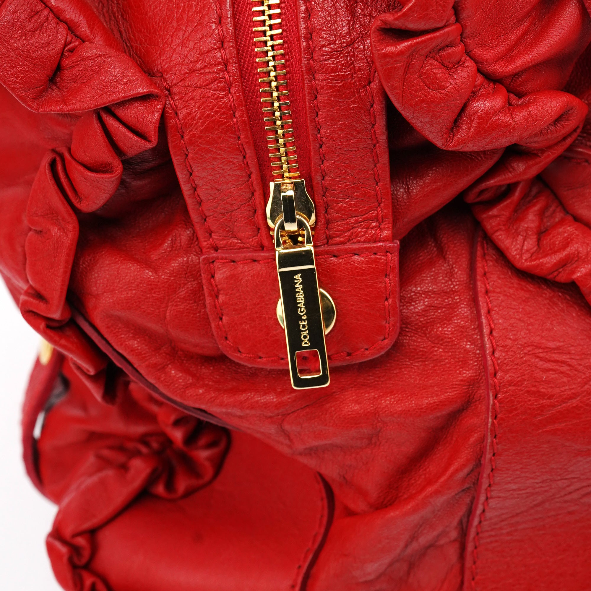 Red Leather Knot 2-Way Boston Bag
