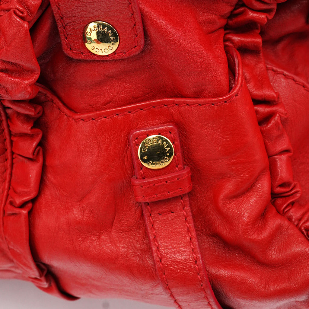 Red Leather Knot 2-Way Boston Bag