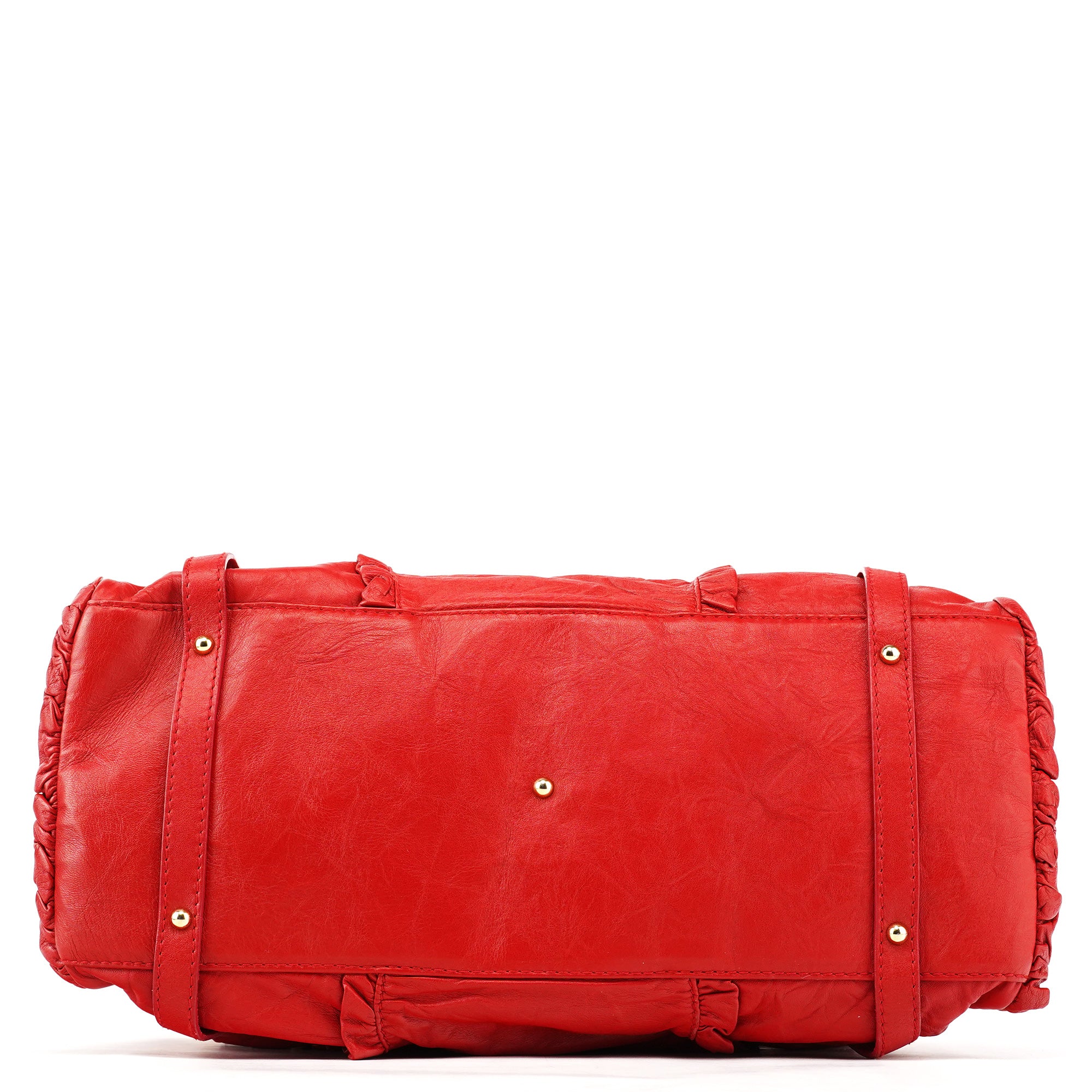Red Leather Knot 2-Way Boston Bag