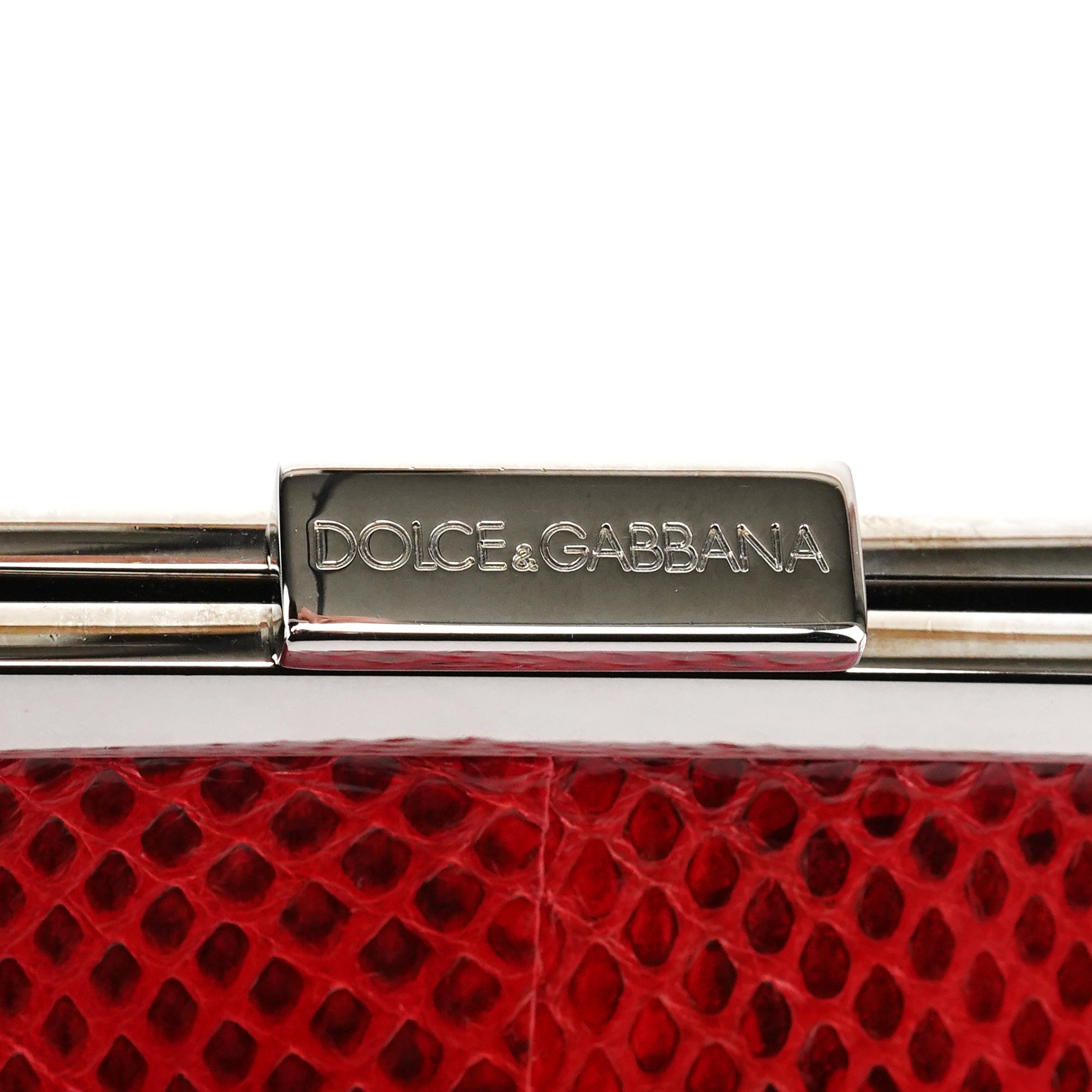Red Python Leather Chain Clutch Shoulder Bag