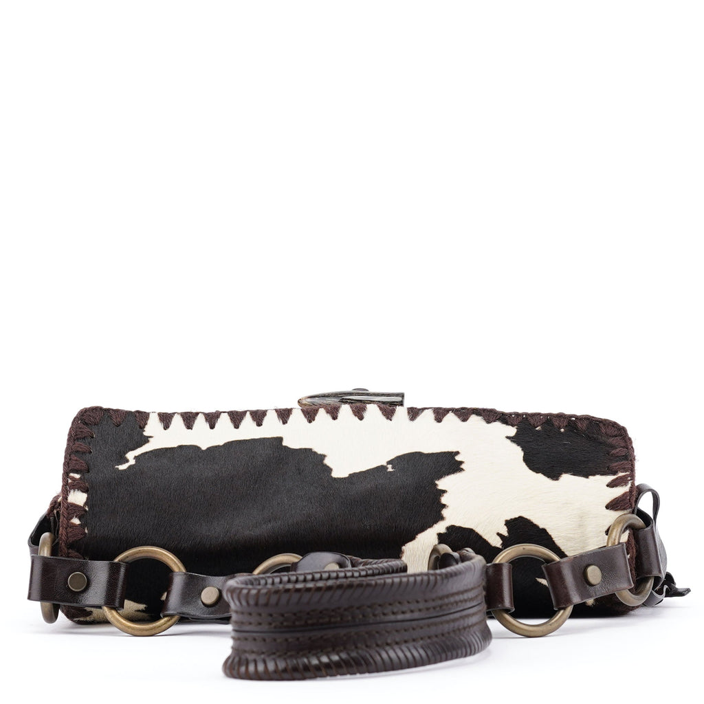 White Brown Ponyhair Fur Hobo Shoulder Bag