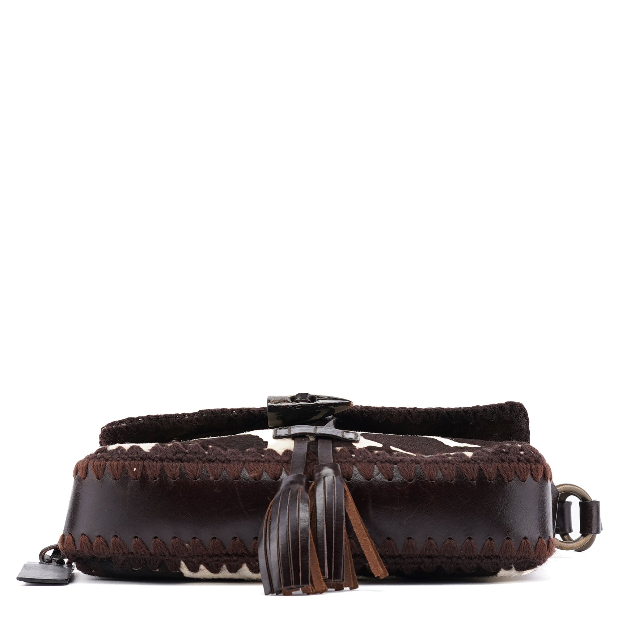 White Brown Ponyhair Fur Hobo Shoulder Bag