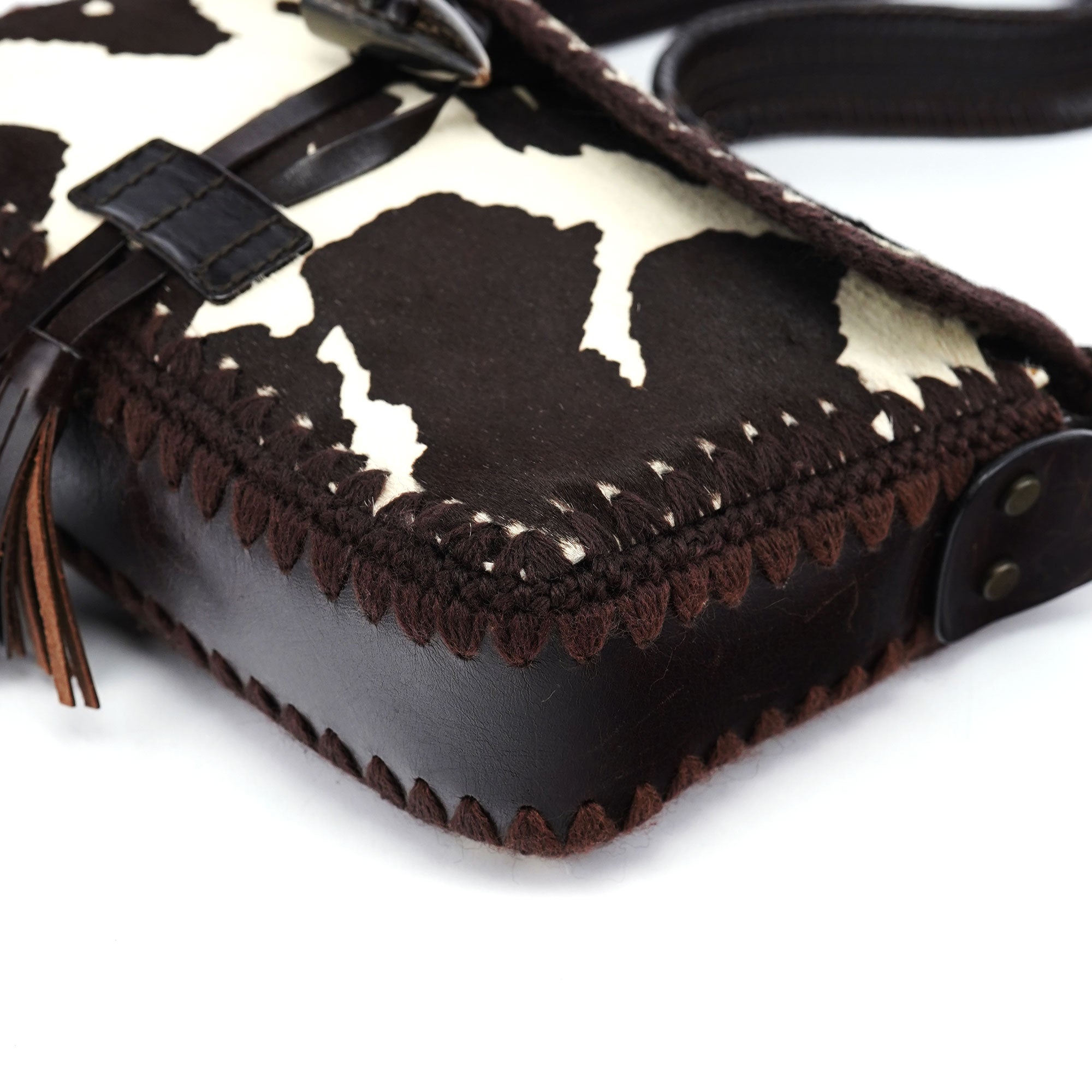White Brown Ponyhair Fur Hobo Shoulder Bag