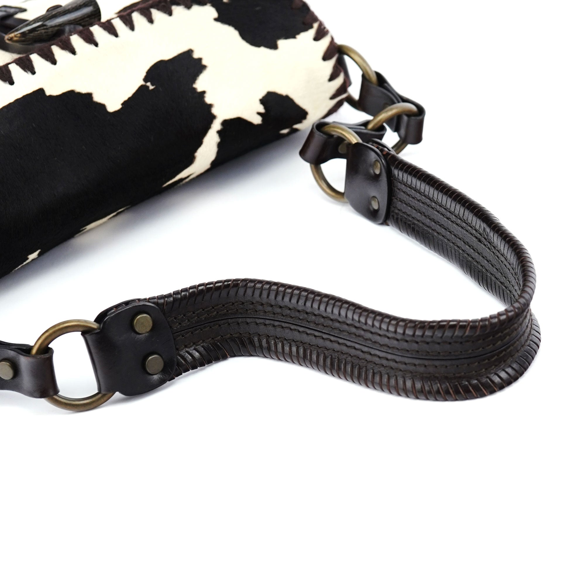 White Brown Ponyhair Fur Hobo Shoulder Bag