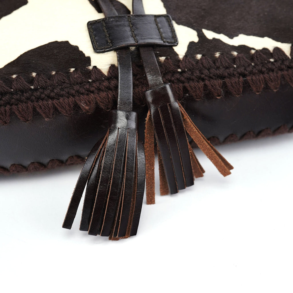 White Brown Ponyhair Fur Hobo Shoulder Bag