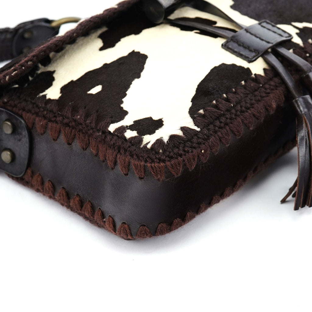 White Brown Ponyhair Fur Hobo Shoulder Bag