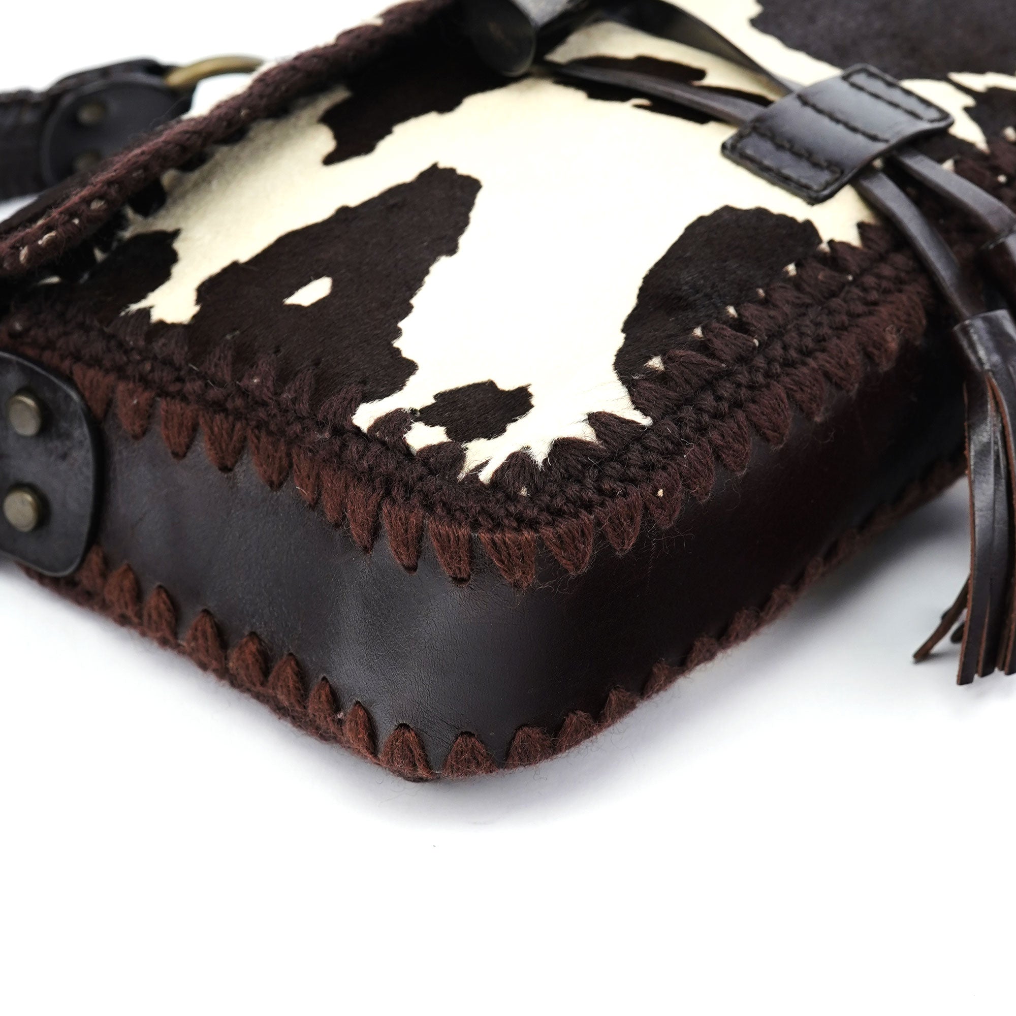 White Brown Ponyhair Fur Hobo Shoulder Bag