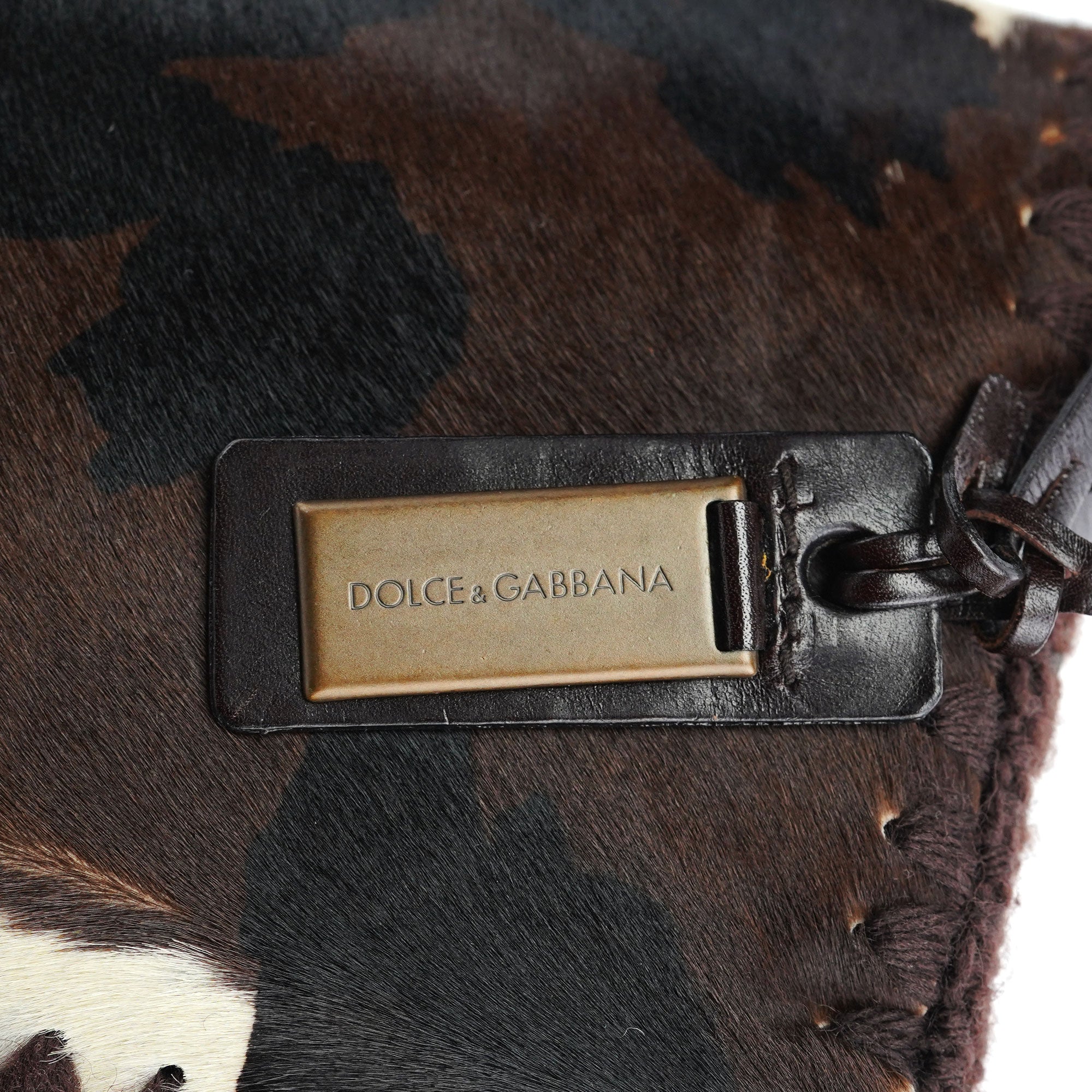 White Brown Ponyhair Fur Hobo Shoulder Bag