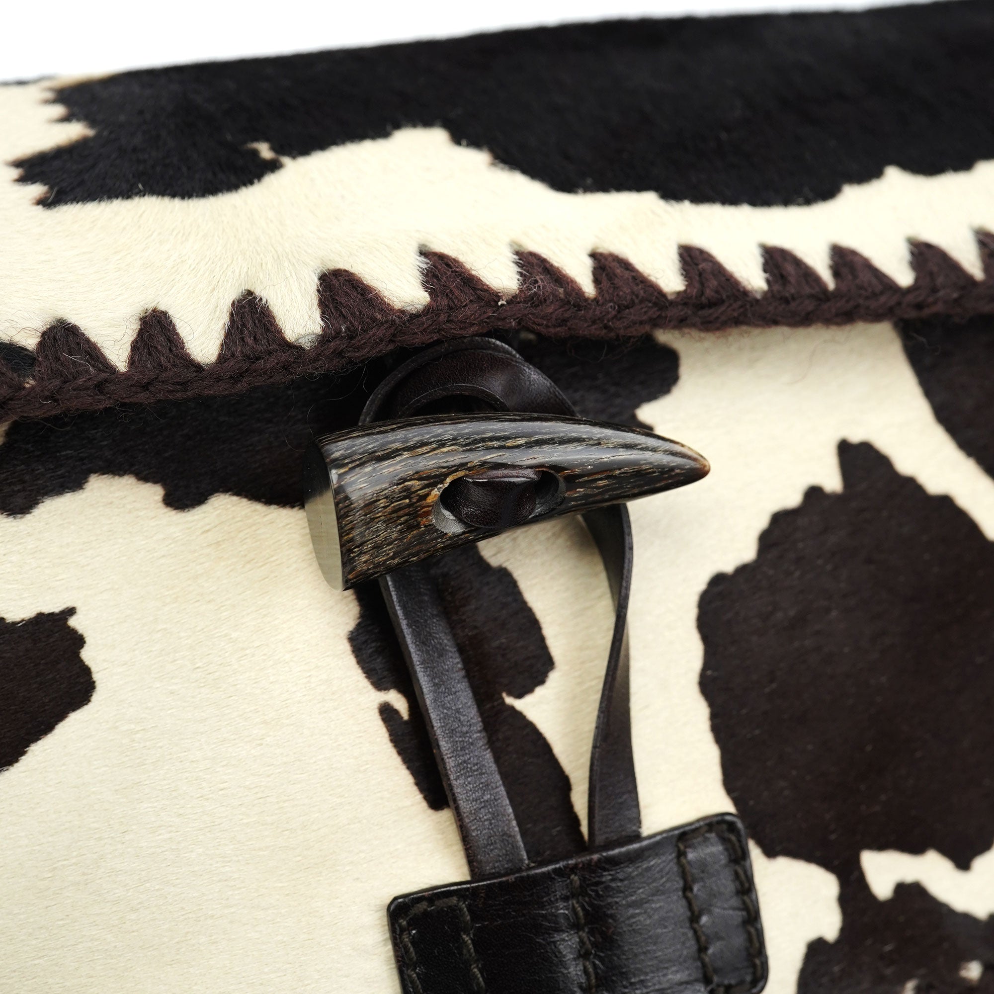 White Brown Ponyhair Fur Hobo Shoulder Bag