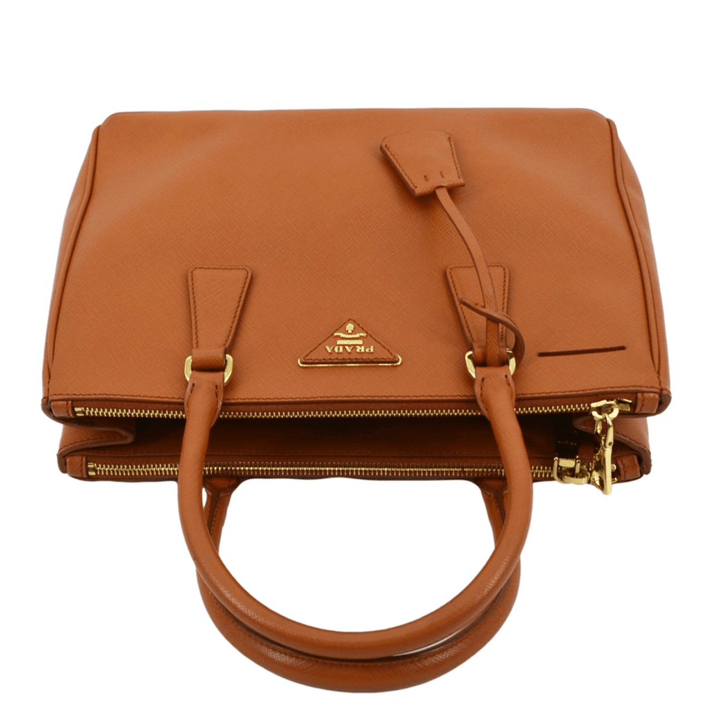 PRADA Galleria Double-Zip Saffiano Leather Tote Bag Orange