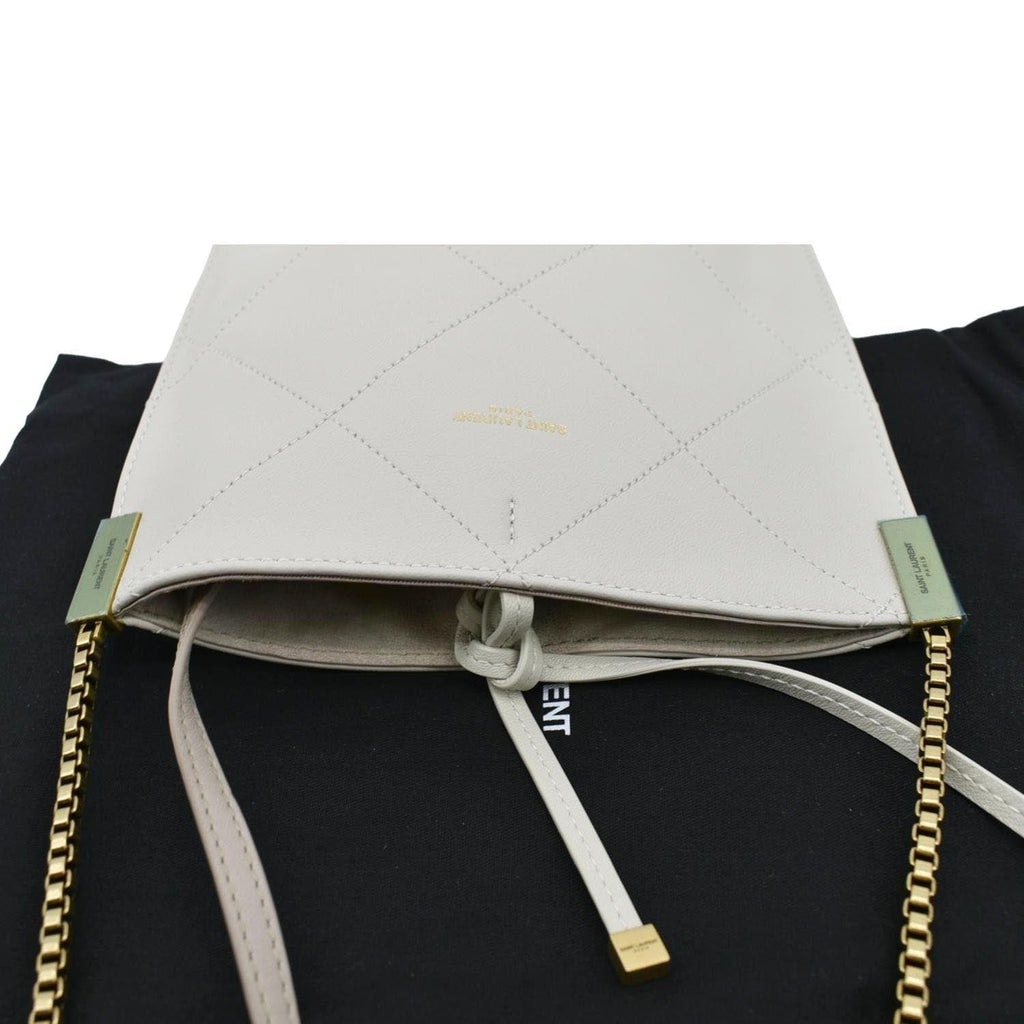 YVES SAINT LAURENT Suzanne Chain Leather Shoulder Bag White
