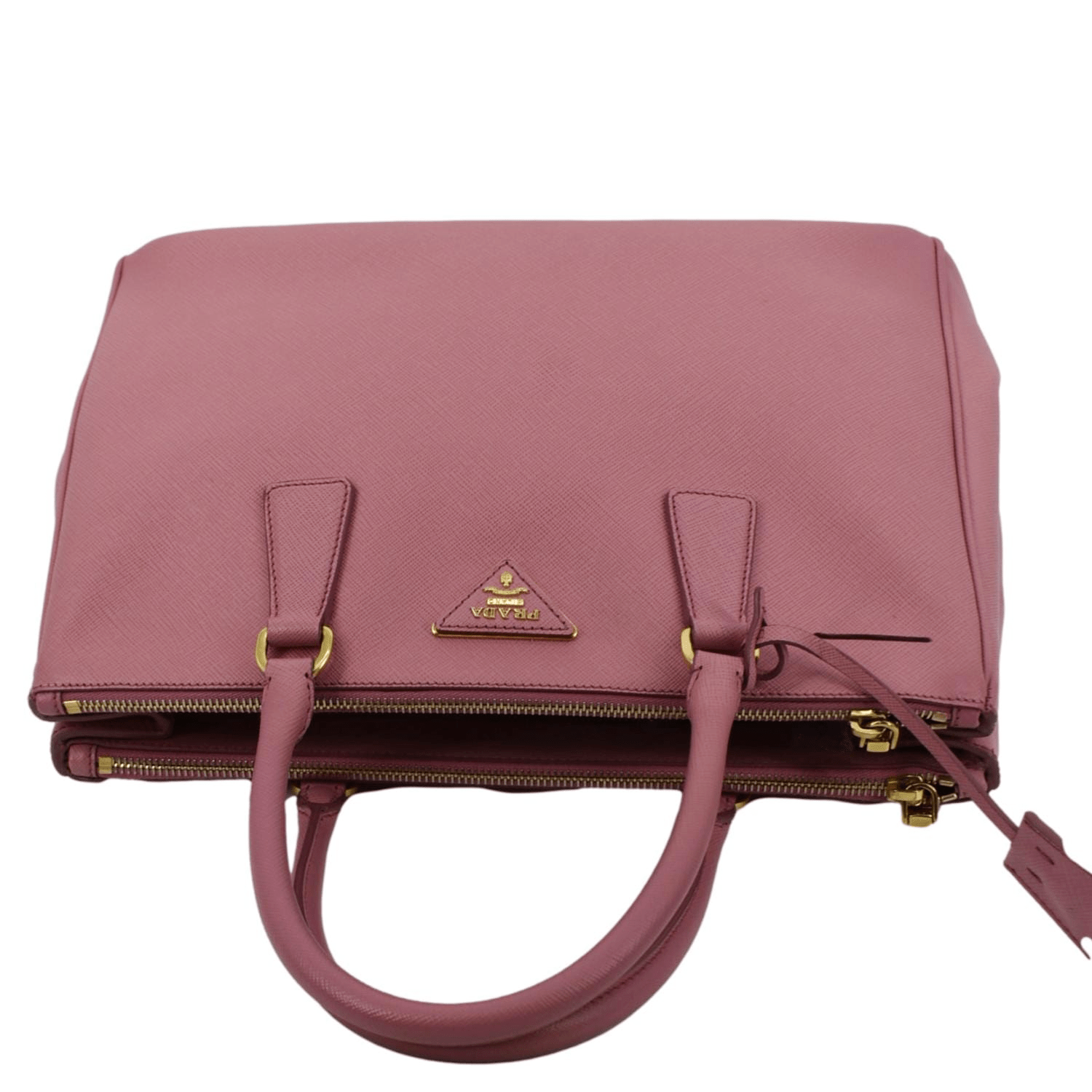 PRADA Galleria Double-Zip Medium Saffiano Leather Tote Bag Pink