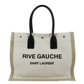 YVES SAINT LAURENT Rive Gauche Small Linen Leather Tote Griege