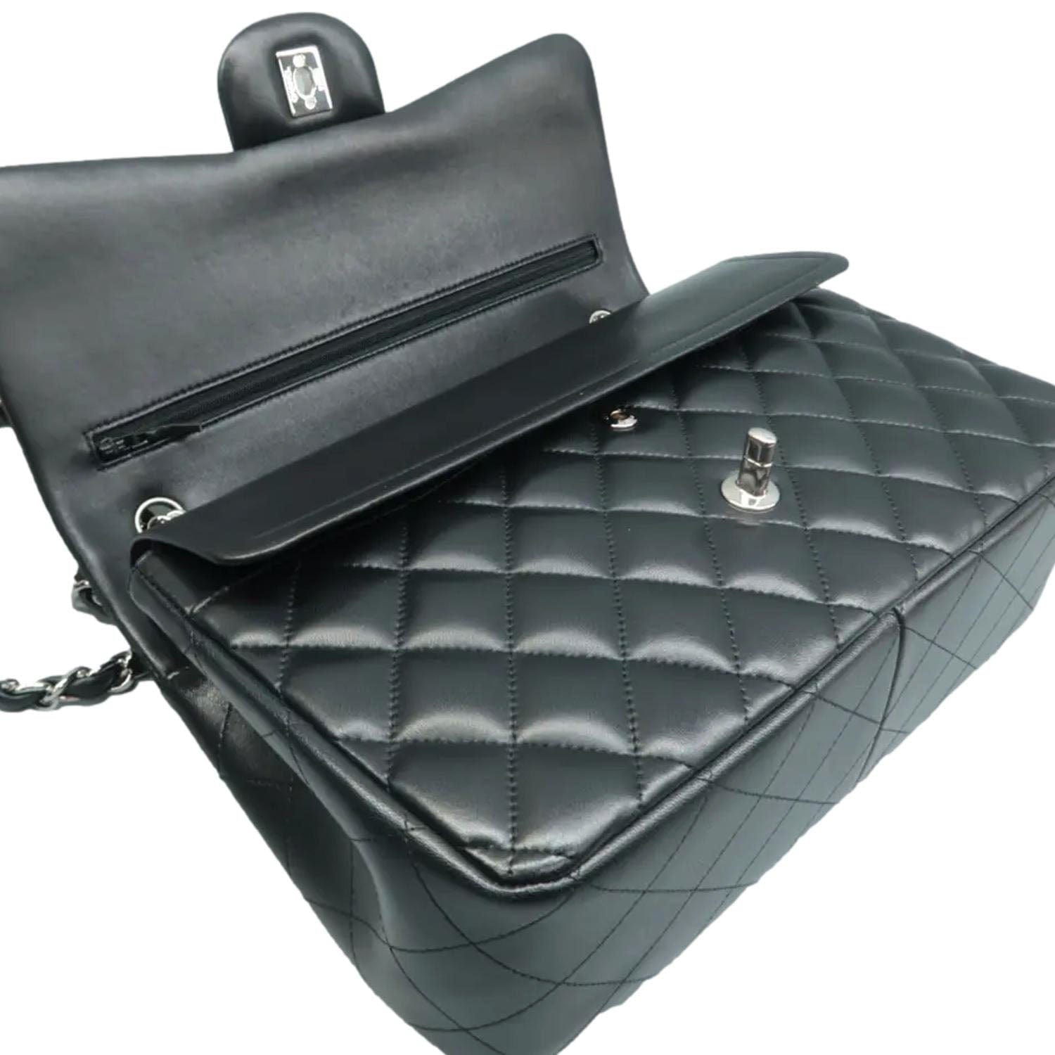 CHANEL Jumbo Classic Double Flap Quilted Leather Shoulder Bag Black