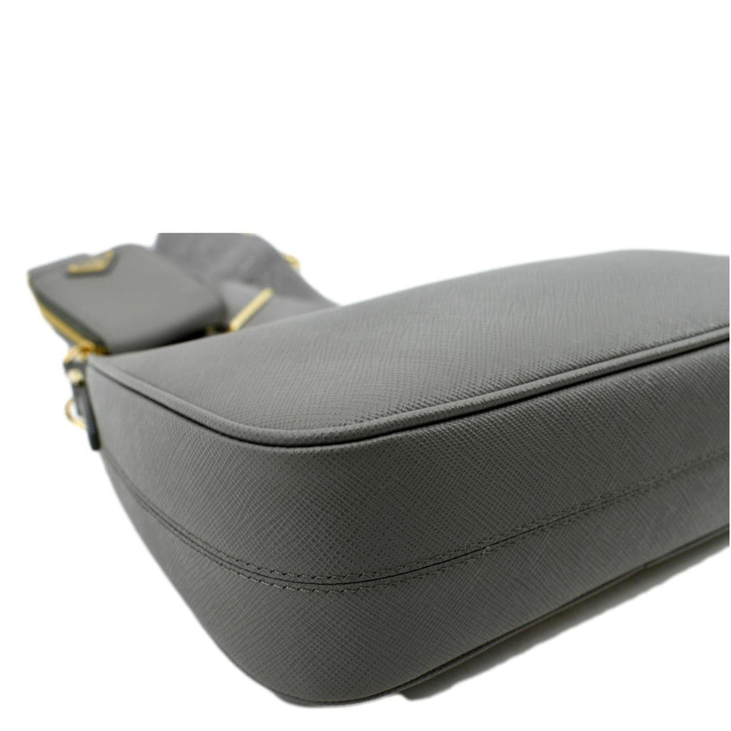 PRADA Re-Edition 2005 Saffiano Leather Shoulder Bag Gray