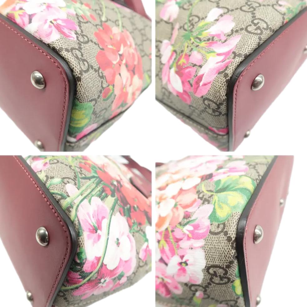 GUCCI Linea A Foldover GG Supreme Monogram Blooms Tote Bag Multicolor Dry Rose 429147