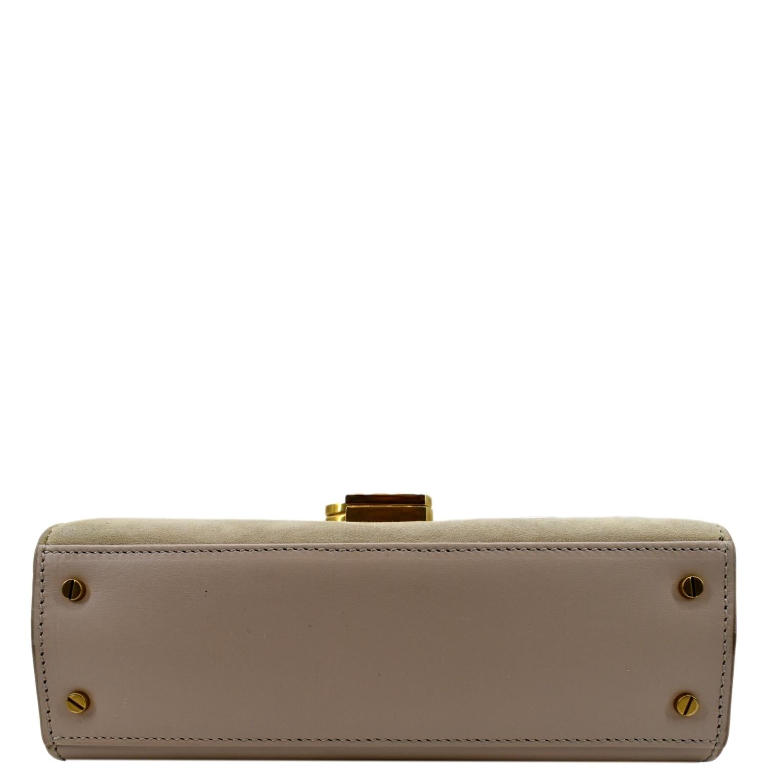 YVES SAINT LAURENT Cassandra Mini Calfskin Leather Shoulder Bag Cream