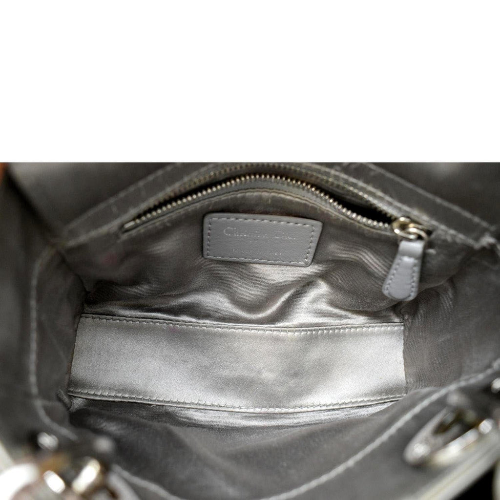 CHRISTIAN DIOR Mini Lady Dior Crystal Embellished Satin Shoulder Bag Gray