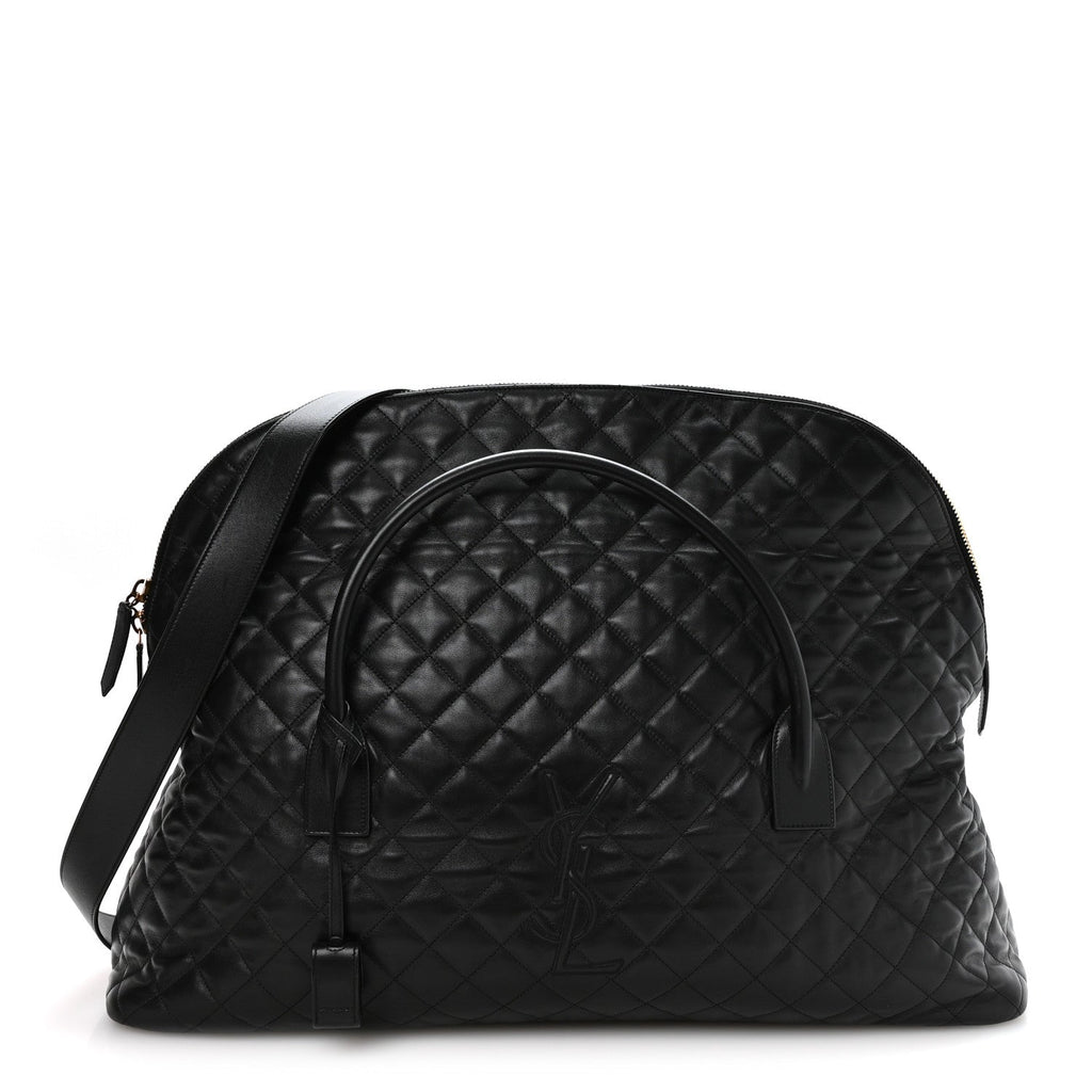 Calfskin Quilted ES Giant Travel Bag Black